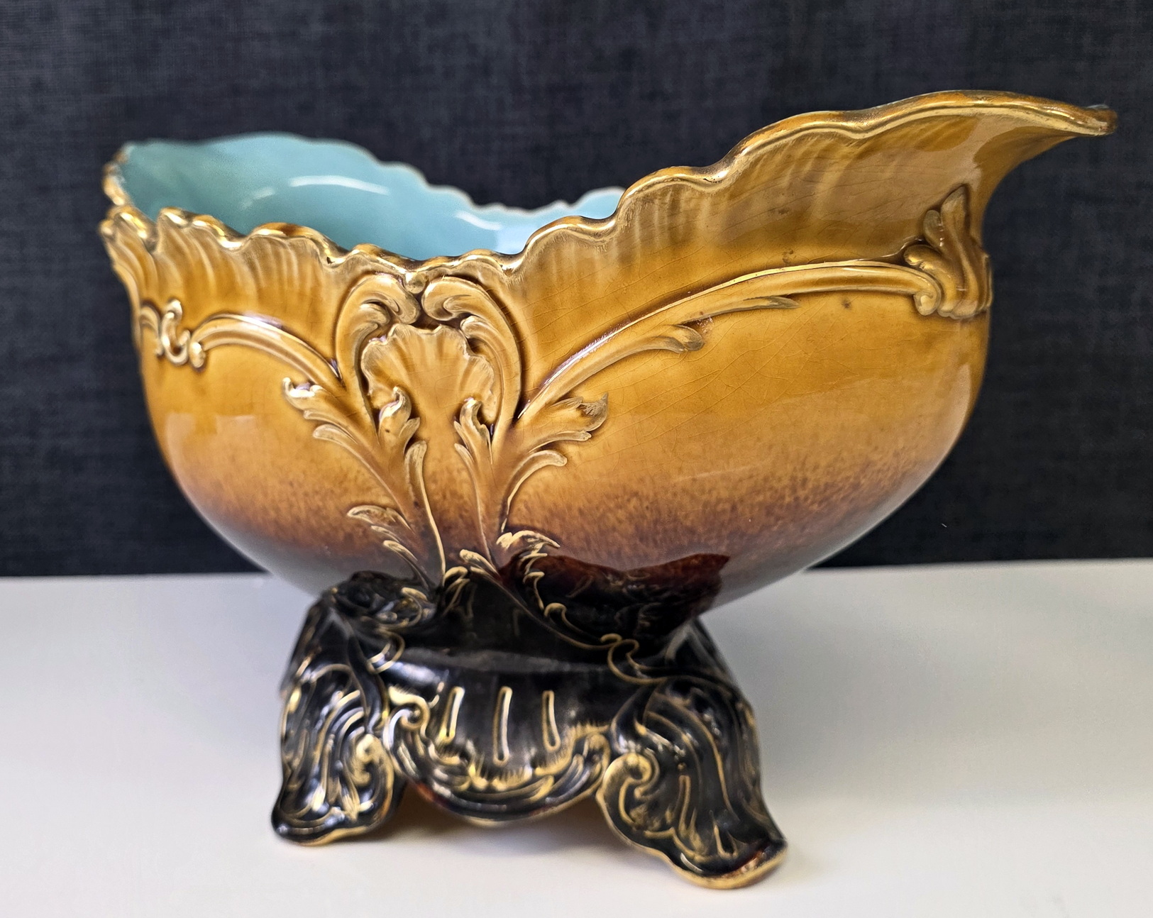 A French Majolica Cache-pot A French Majolica Cache-pot